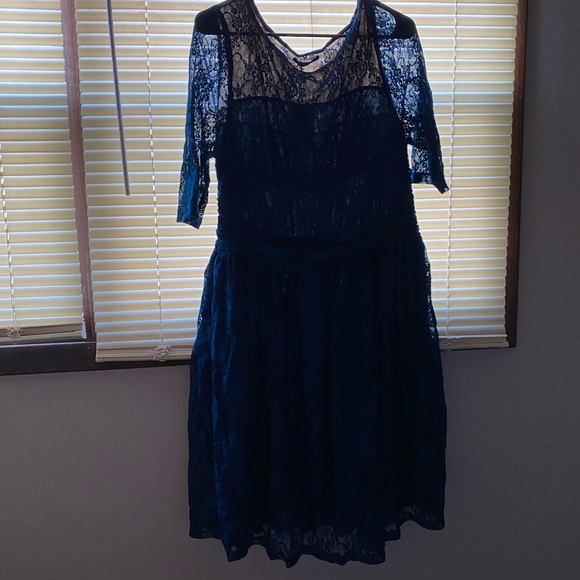 Blue tea dress with lace overlay. NWT never worn. - Picture 2 of 6